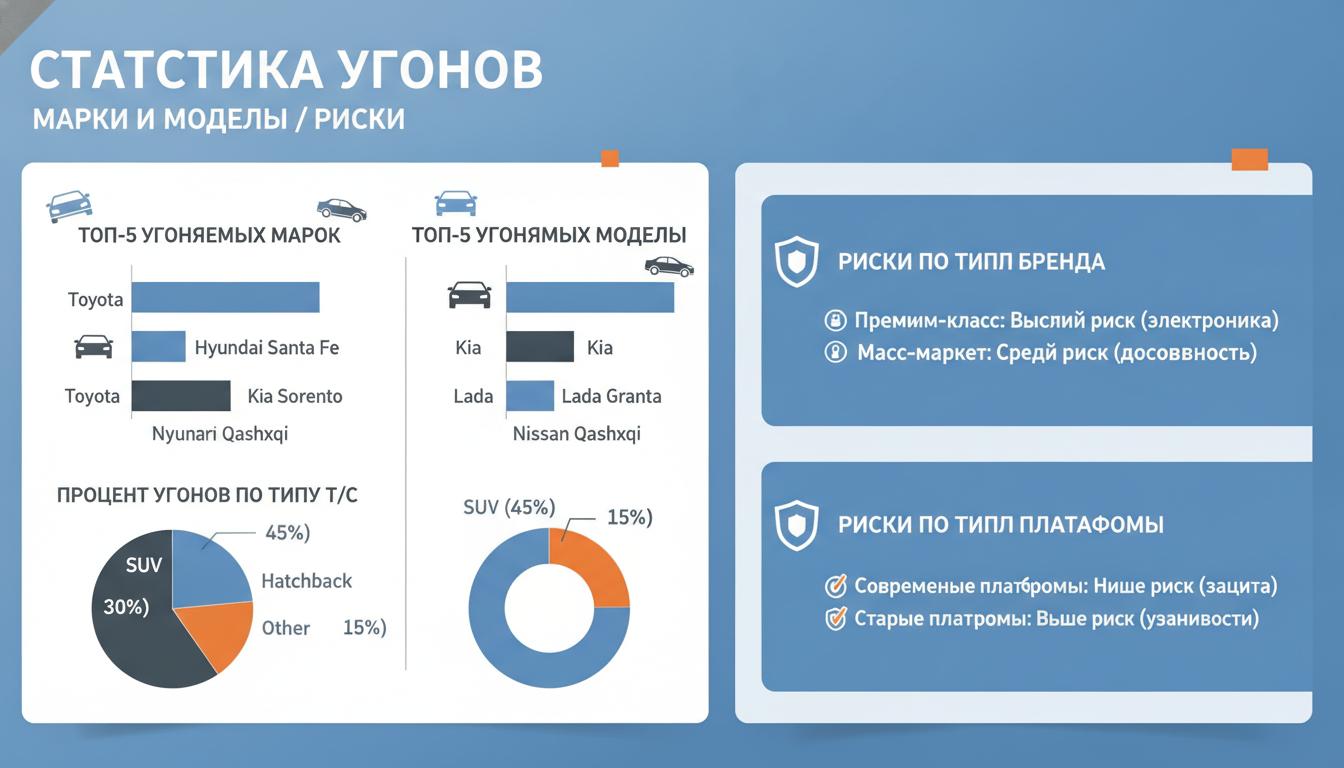 Статистика угонов по маркам и моделям. Риски по типам брендов и платформ Статистика угонов по маркам и моделям. Риски по типам брендов и платформ